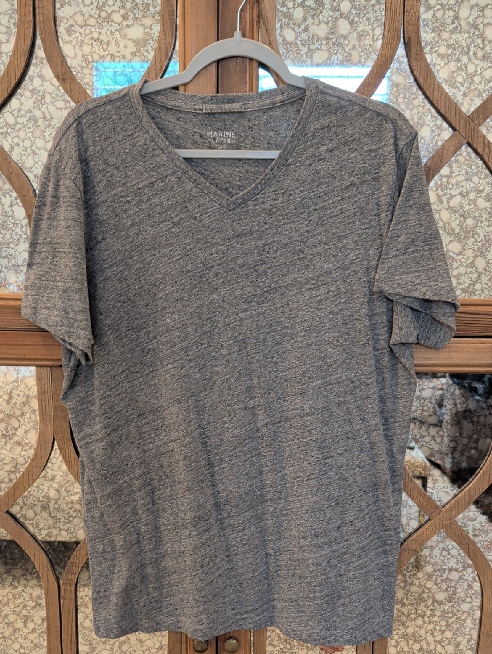Marine Layer Men's V-Neck Short Sleeve Tee - Heather Gray Size Marge